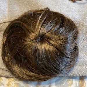 Dark brown wig let for bun with attached comb